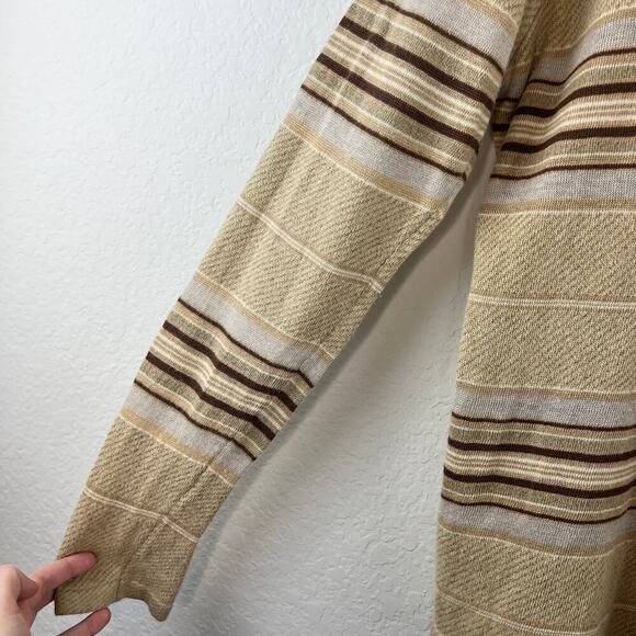 Vintage Y2K Ralph Lauren LRL Tan Brown Striped Linen Blend Sweater Large Western - Picture 4 of 6
